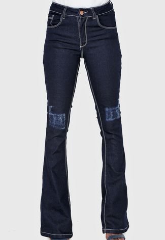 Calça Jeans GRIFLE COMPANY Flare Pespontos Azul-Marinho