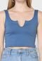 Regata Cropped Forever 21 Recorte Azul - Marca Forever 21