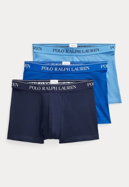Kit 3pçs Cueca Polo Ralph Lauren Boxer Logo Azul-Marinho/Azul - Marca Polo Ralph Lauren
