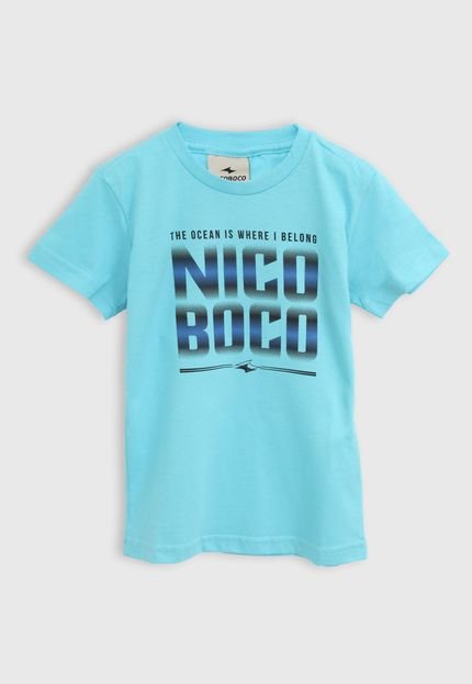 Camiseta Nicoboco Infantil Lettering Azul - Marca Nicoboco