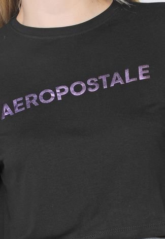Camiseta Cropped Aeropostale Logo Preta