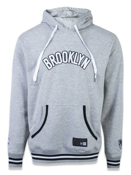 Moletom New Era Canguru Fechado Brooklyn Nets Cinza - Marca New Era