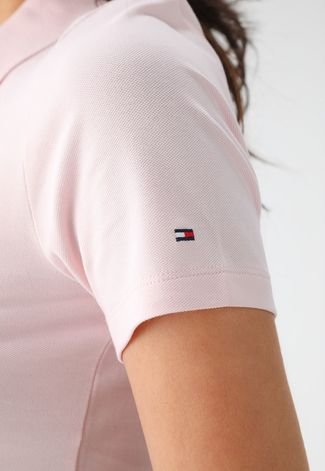 Camisa Polo Tommy Hilfiger Slim Logo Rosa