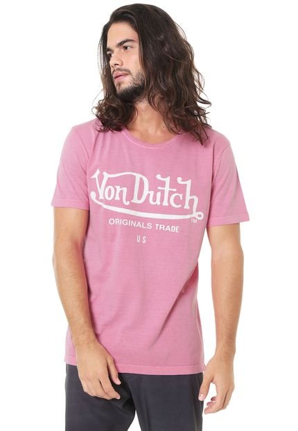 Camiseta Von Dutch Lettering Rosa - Marca Von Dutch 