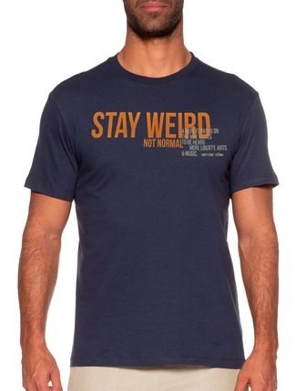 Camiseta Von der Volke Masculina Origineel Stay Weird Azul Marinho