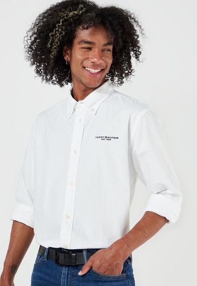 Camisa blanca tommy best sale hilfiger