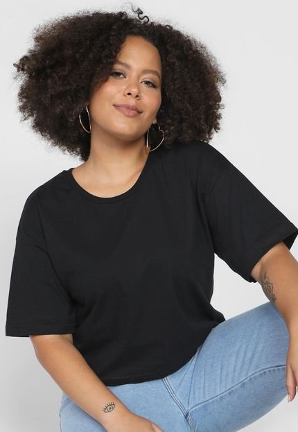 Camiseta AMBER Plus Size Lisa Preta - Marca AMBER Curves