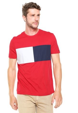 Camiseta Tommy Hilfiger Recortes Vermelha