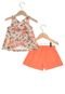 Conjunto Kyly Curto Floral Laranja - Marca Kyly