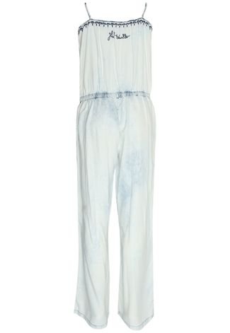 Macacão Jeans Desigual Pantalona Bleach Azul