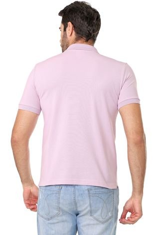 Camisa Polo Lacoste L!VE Slim No Gender Logo Rosa