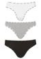 Kit 3pçs Calcinha Calvin Klein Underwear Fio Dental Logo Branco/Preto/Cinza - Marca Calvin Klein Underwear