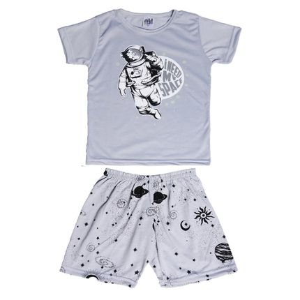 Conjuntos de Pijama Cinza Astronauta Infantil/Juvenil Masculino Camisas Manga Curta Brilha no Escuro - Marca CFAstore