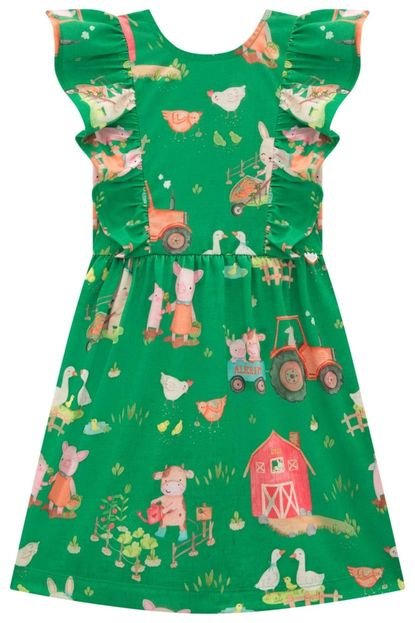 Vestido Infantil Kukiê Alecrim Verão Fazendinha Verde - Marca Le Petit Kukiê