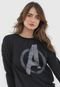 Moletom Flanelado Fechado Cativa Marvel Logo Preto - Marca Cativa Marvel