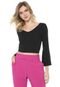 Blusa Cropped Mercatto Mangas Flare Preta - Marca Mercatto