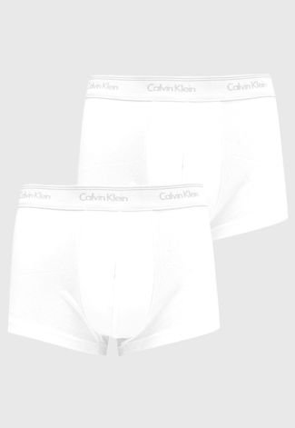 Kit 2pçs Cueca Calvin Klein Underwear Boxer Logo Branca
