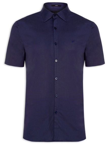 Camisa Ellus Masculina Manga Curta Tricoline LY Classic Italian Azul Marinho - Marca Ellus