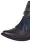 Bota Colcci Cano Curto Rebites Franjas Azul Marinho - Marca Colcci