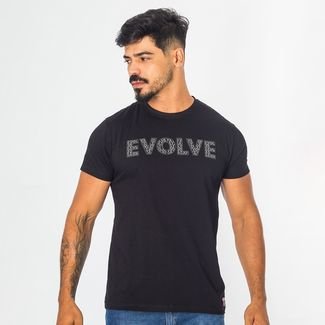 Camiseta Masculina Slim Aplique Emborrachado Gola Redonda