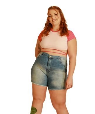Bermuda Jeans Plus Size Feminina Razon Jeans Multicolorido