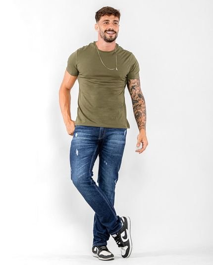 Calça Jeans Masculina Slim Fit com Puidos  22532 Escura Consciência - Marca Consciência