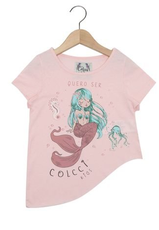 Camiseta Colcci Kids Manga Curta Menina Rosa