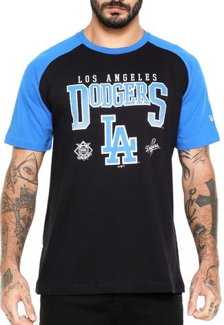Camiseta New Era Los Angeles Dodgers Preta/Azul