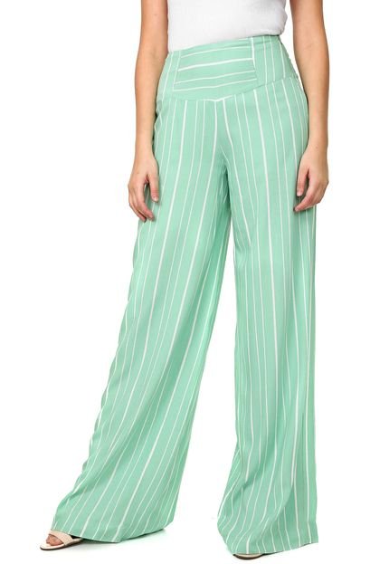 Calça Acostamento Pantalona Listrada Verde/Branca - Marca Acostamento