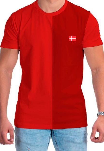 Camiseta Dinamarca Premium Vermelha Futebol Masculina Copa Vermelho - Marca BUENO STORE