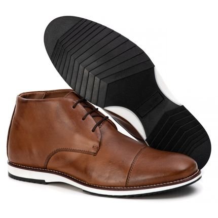 Sapato Bota Cano Baixo Oxford Casual Masculino Couro Premium Marrom - Marca Mr Light