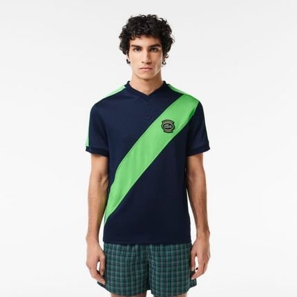 Camiseta polo com emblema Heritage com corte costurado Azul Marinho - Marca Lacoste