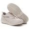 Tênis Casual Couro Sneaker Detalhes Metalizados Feminino Solado Chunky Emborrachado Amarração Confortável Off White   Dourado - Marca Walk Easy