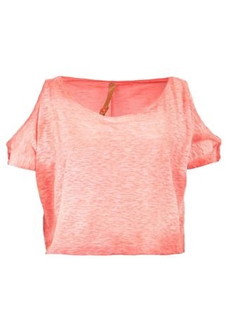 Camiseta Sommer Clássica Croped Faixa Coral