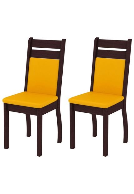 Kit Cadeira 4237X Tabaco e Amarelo Madesa - Marca Madesa