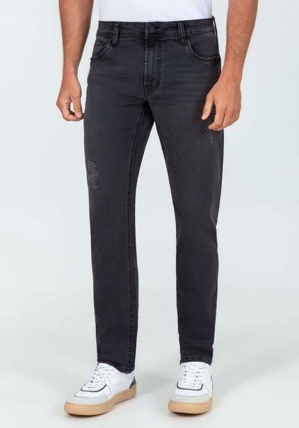 Calça Jeans Slim com Puídos - Marca Hangar 33