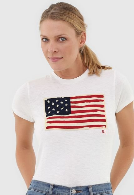 Camiseta Lauren Ralph Lauren Bandeira Off-White - Marca Lauren Ralph Lauren