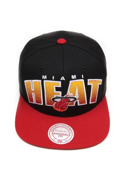Boné Mitchell & Ness Double Bonus HWC - Miami Heat Preto - Marca Mitchell & Ness