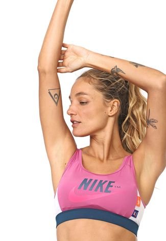 Top Nike Med Futura Bra Média Sustentação - Off white+Rosa