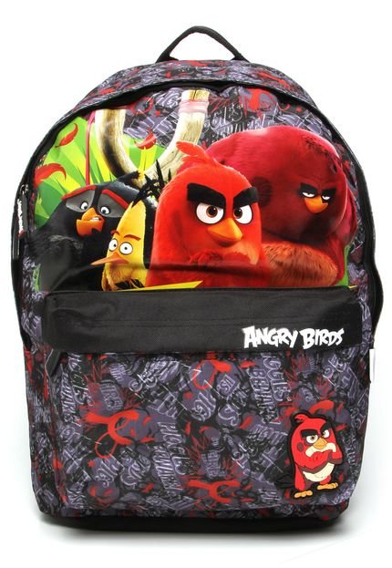 Mochila Santino Angry Birds Preta/Vermelha/Amarela - Marca Santino