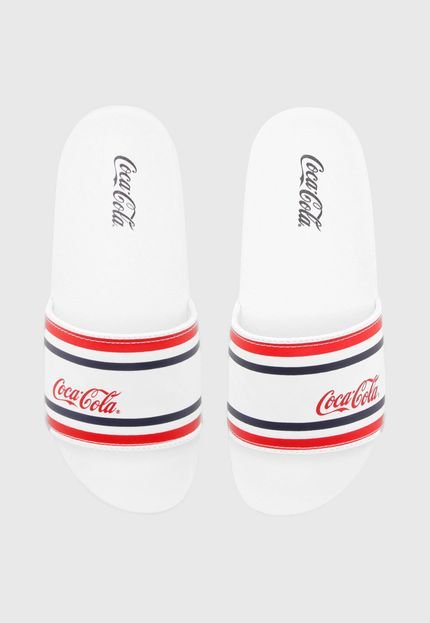 Chinelo Coca Cola Shoes Slide Listras Branco - Marca Coca Cola