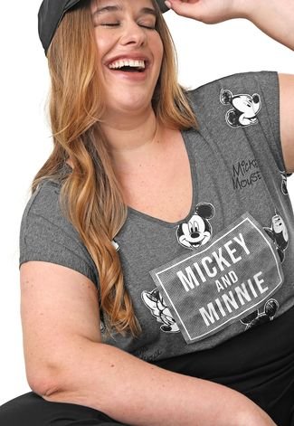 Blusa Cativa Disney Plus Mickey e Minnie Grafite