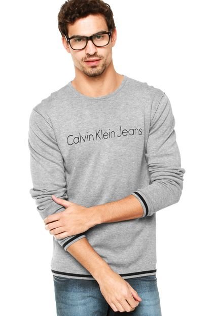 Suéter Calvin Klein Jeans Listras Cinza - Marca Calvin Klein Jeans