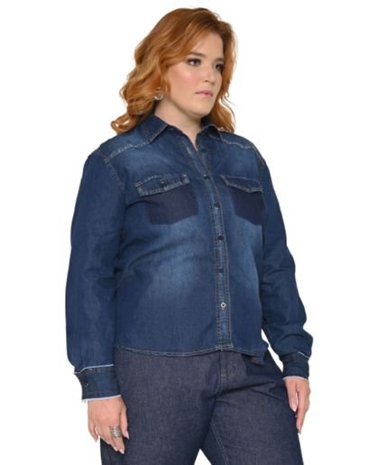 Camisa Feminina Jeans Plus Size Azul Razon Jeans - Marca Razon Jeans