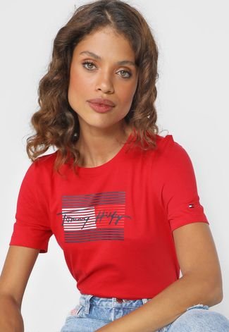 Camiseta Tommy Hilfiger Logo Vermelha