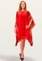 Saída Vestido Kaftan Amplo Crepe Estampado Listras Vermelho - Marca 101 Resort Wear