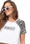 Camiseta Cropped Hurley Raglan Leopard Branca/Bege - Marca Hurley