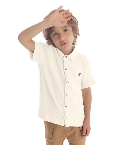 Camisa Infantil Masculina Com Botões Trick Nick Bege - Marca Trick Nick