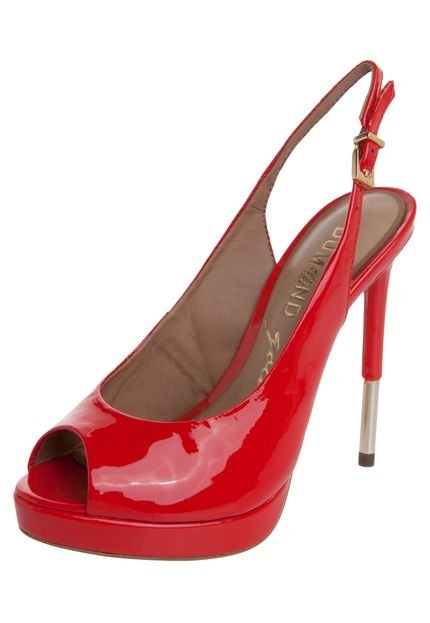 Sandália Dumond Chanel Meia-Pata e Salto Metalizado Vermelha - Marca Dumond