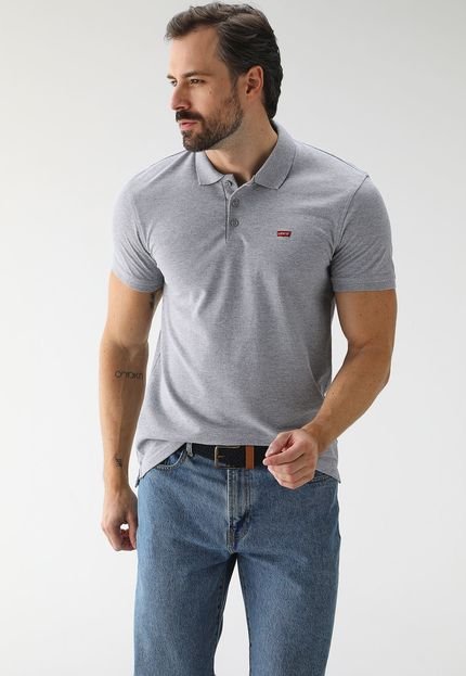 Camisa Polo Levis Slim Logo Cinza - Marca Levis